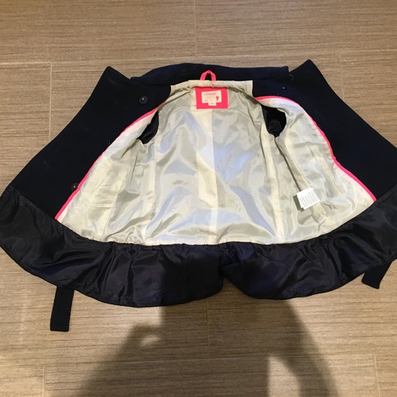 J.Crew Ruffle-Hem Wool Coat Size 2 Navy - Picture 4 of 8